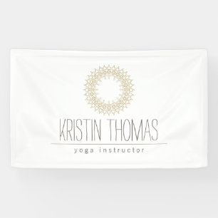 Bohemian Gold Sun Mandala Yoga Banner