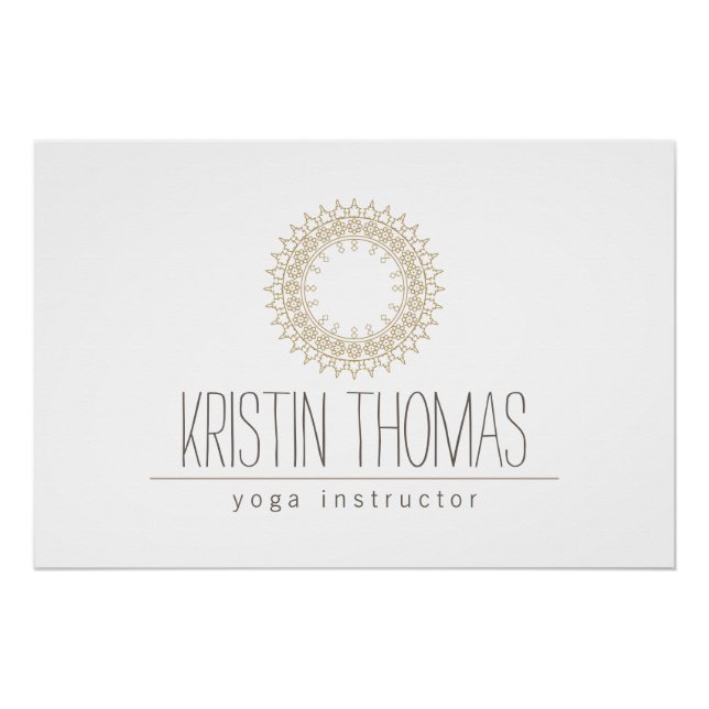 Bohemian Gold Sun Mandala Yoga Logo Download Poster (Front)