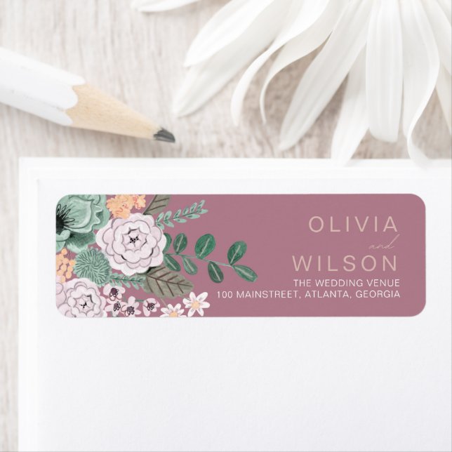 Bohemian Green & Mauve Chic Floral Flowers (Insitu)