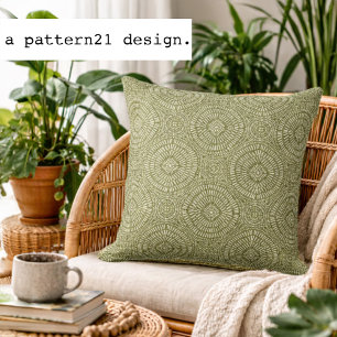 Bohemian green pattern cushion