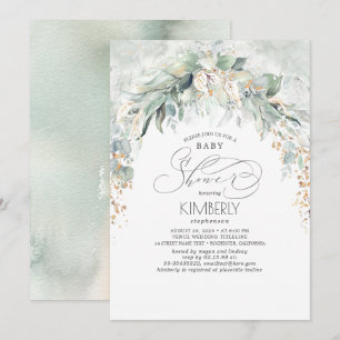 Bohemian Greenery Romantic Summer Baby Shower Invitation