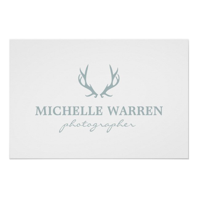 Bohemian Grey Antlers on White Logo Download Poster (Front)