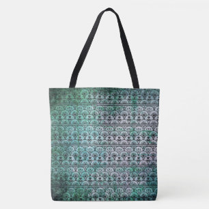 Bohemian Grunge, Aqua Blue Patterned Tote Bag