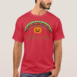 Bohemian Halloween Rainbow & Pumpkin  Spooky Vibes T-Shirt