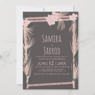 Bohemian Hand Drawn Floral Arch Wedding Invitation
