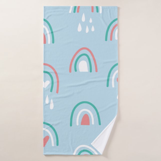 Bohemian hand drawn seamless pattern with rainbow  bath towel (Bath Towel)