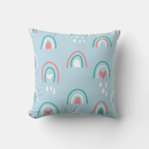 Bohemian hand drawn seamless pattern with rainbow cushion