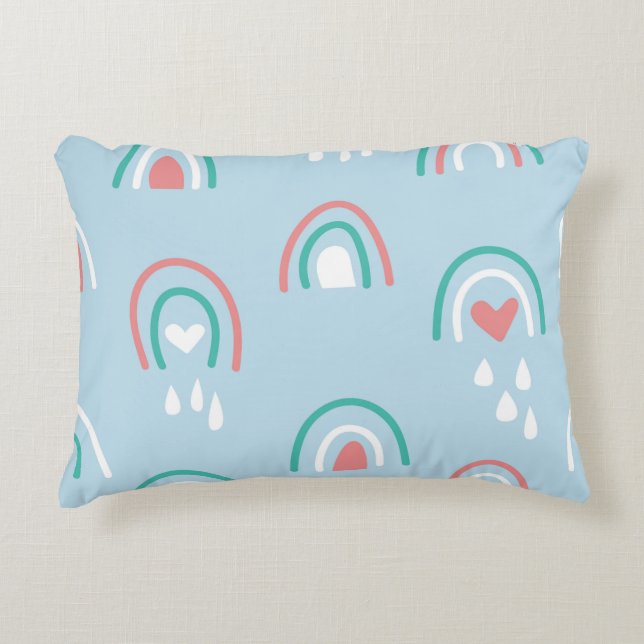 Bohemian hand drawn seamless pattern with rainbow  decorative cushion (Front)