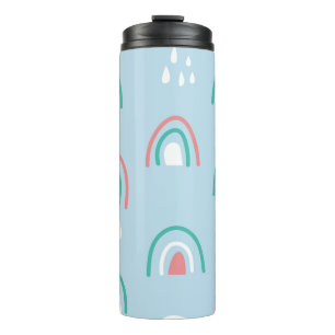 Bohemian hand drawn seamless pattern with rainbow thermal tumbler