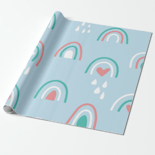 Bohemian hand drawn seamless pattern with rainbow  wrapping paper