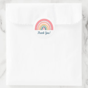 Bohemian Heart and Rainbow Thank You Classic Round Sticker