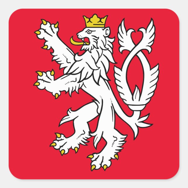 Bohemian heraldic lion square sticker (Front)