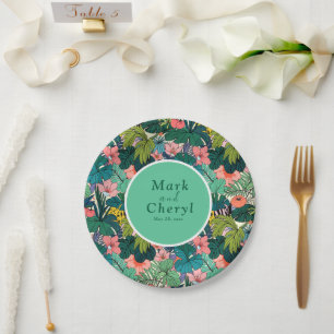 Bohemian Hibiscus Wedding Paper Plate