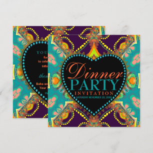 Bohemian Hippie Batik Dinner Party Invitations
