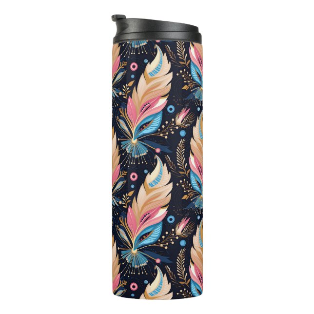 Bohemian Hippie Chic Abstract Colorful Feather Art Thermal Tumbler (Rotated Right)