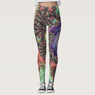 Bohemian Hippie Colourful Jewel Tone Fractal Art Leggings