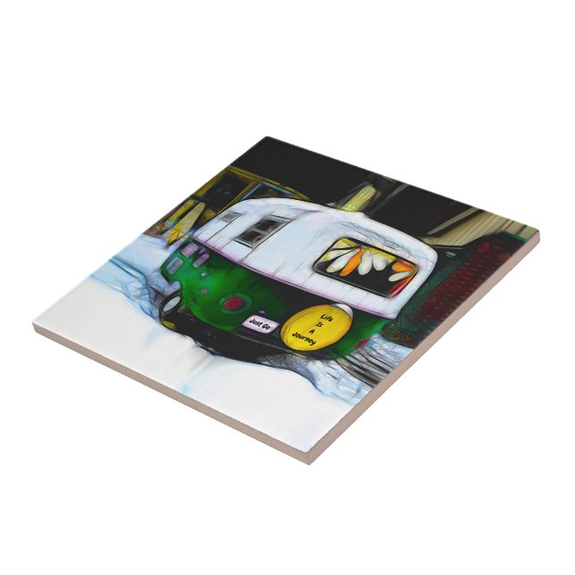 Bohemian Hippie Life Is A Journey Travel Trailer Tile (Side)