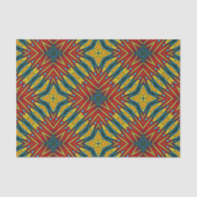 Bohemian Hippie Red Blue Yellow Cool Ethnic Tribal Tissue Paper (Front)
