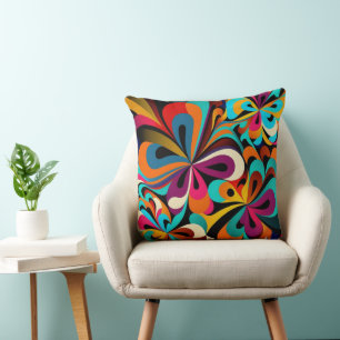 Bohemian Hippie Throw Pillow in Vibrant Colours