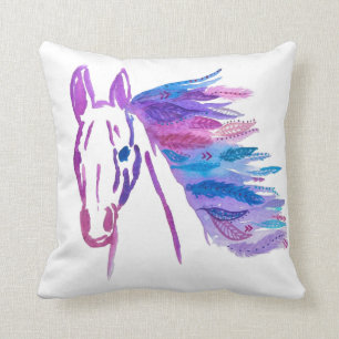Bohemian Horse Pillow By Megaflora