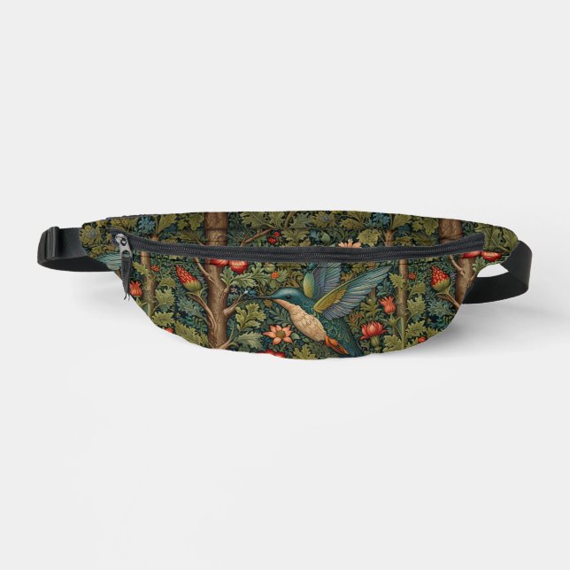 Bohemian hummingbird art boho chic botanical bum bags (Front)