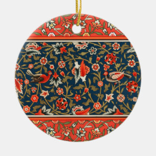 Bohemian Indo-Persian Floral Pattern Vintage Red  Ceramic Tree Decoration
