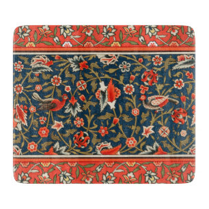 Bohemian Indo-Persian Floral Pattern Vintage Red Cutting Board