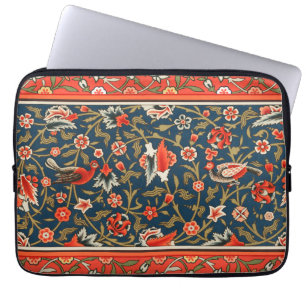 Bohemian Indo-Persian Floral Pattern Vintage Red Laptop Sleeve