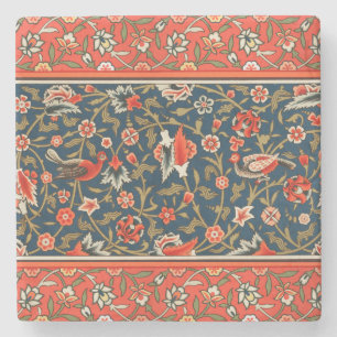 Bohemian Indo-Persian Floral Pattern Vintage Red  Stone Coaster