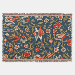 Bohemian Indo-Persian Floral Pattern Vintage Red  Throw Blanket