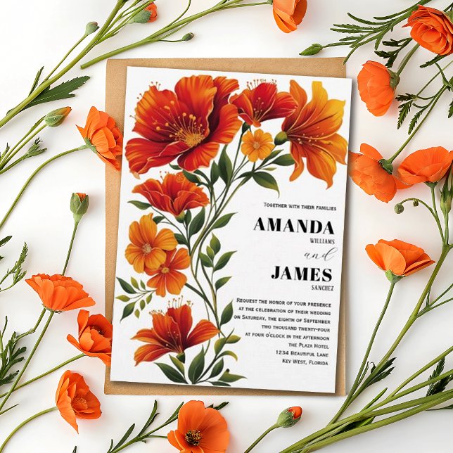 Bohemian Ivory Beige Cream Field Floral Wedding Invitation (Creator Uploaded)