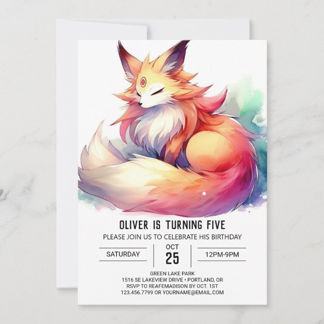  Bohemian Joyful Fox Birthday Invitation (Front)