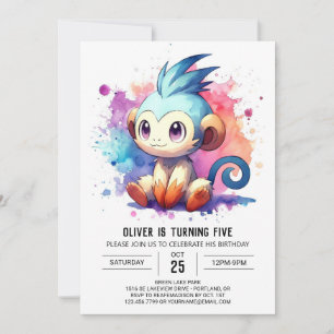 Bohemian Joyful Monkey Birthday Invitation