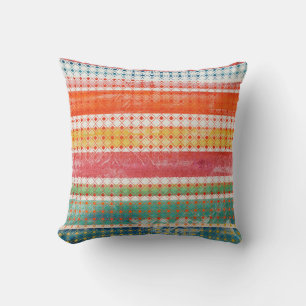 Bohemian Jungle Decor BOHO Mexican Blanket Striped Cushion