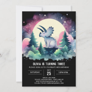 Bohemian Kids Triceratops Birthday Invitation