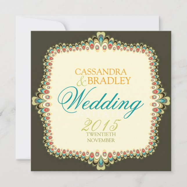 Bohemian Lace Modern Vintage Wedding Invitations (Front)