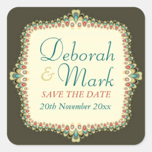 Bohemian Lace Save the Date Sticker