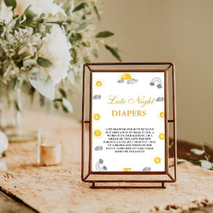 Bohemian  Late Night Diaper Baby Shower Game Poster