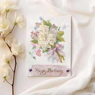 Bohemian lavender pastel pink floral Birthday Card