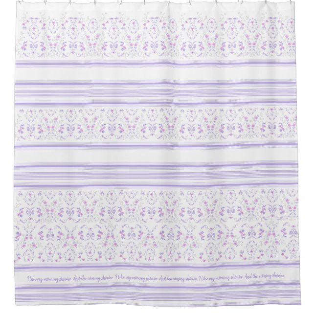 Bohemian Lavender Watercolor Floral Toile Shower Curtain (Front)