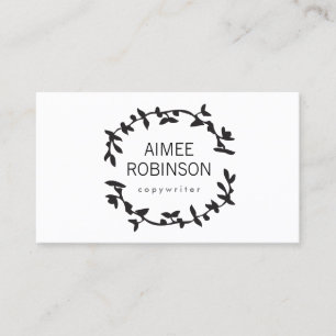 BOHEMIAN LEAF WREATH LOGO in BLACK & WHITE Business Card