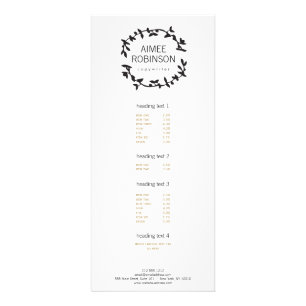 BOHEMIAN LEAF WREATH LOGO in BLACK & WHITE Rack Card