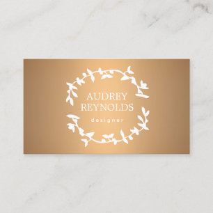 BOHEMIAN LEAF WREATH LOGO on COPPER Business Card