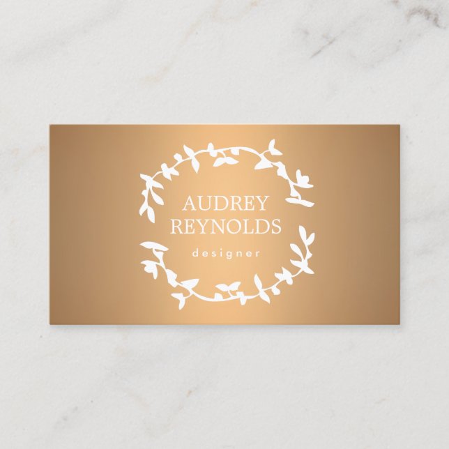 BOHEMIAN LEAF WREATH LOGO on COPPER Business Card (Front)