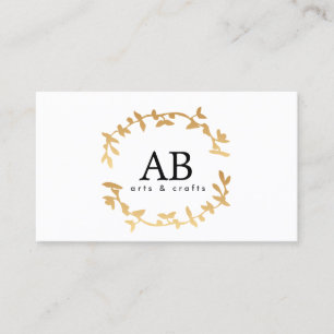 BOHEMIAN LEAF WREATH MONOGRAM in GOLD Business Card