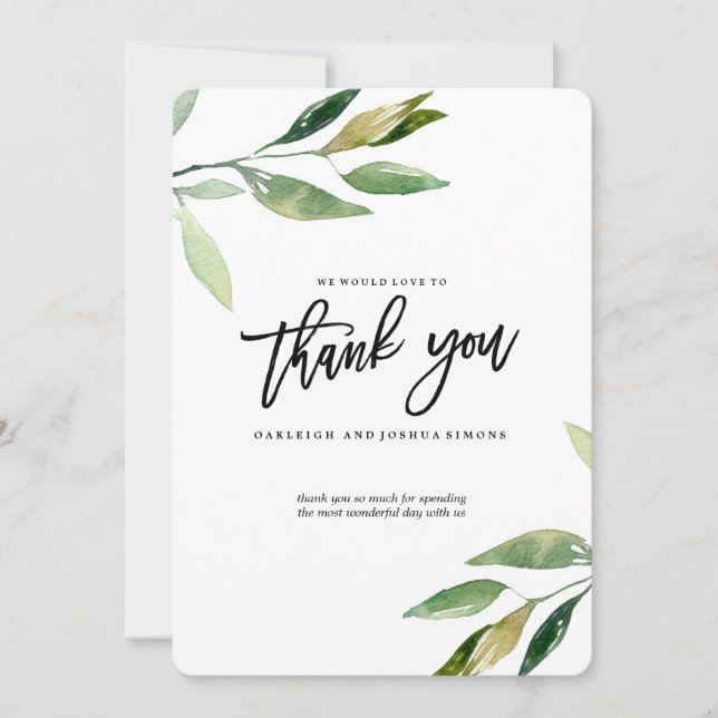 Bohemian Leaves Thank You Card (Front)