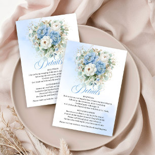 Bohemian Light Blue Floral Gold Details Card