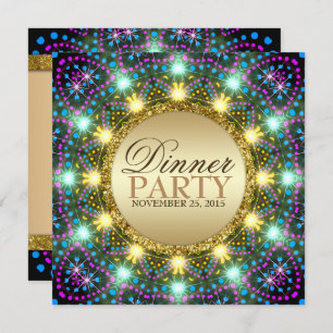 Bohemian Lights Gold Sparkle Colours Invitation
