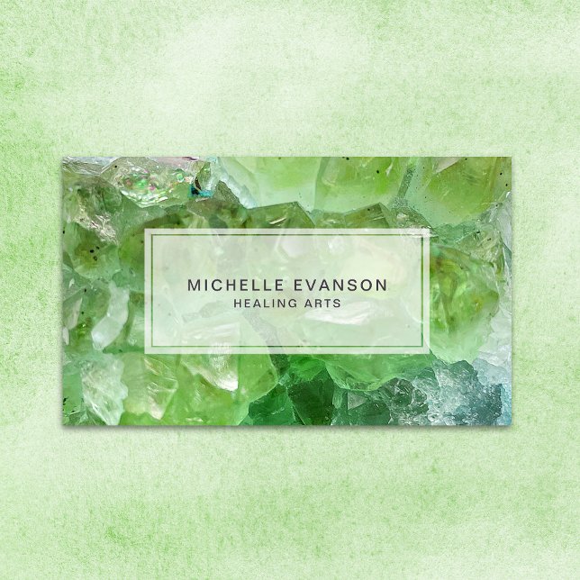 Bohemian Lime Green Crystal Healing Arts Business Card (Creator Uploaded)