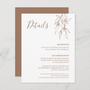 Bohemian Linear Wildflower Wedding Details Card